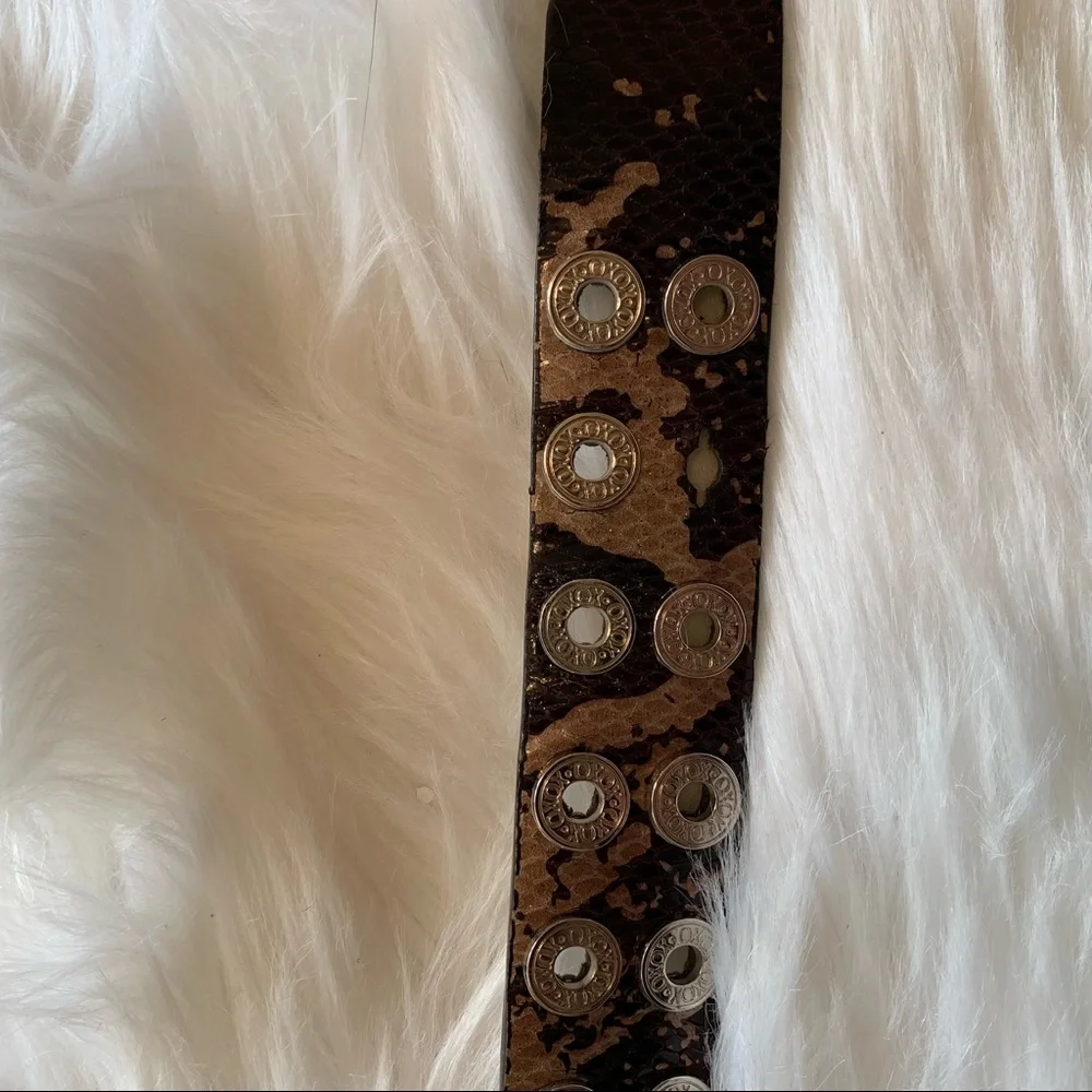 XOXO Brown Metallic Python Print Belt